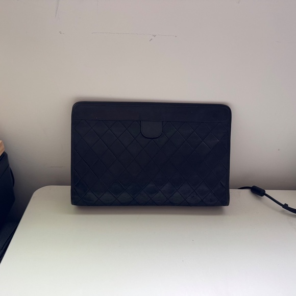 Auth CHANEL Matelasse Clutch Bag Lambskin Black Quilted Coco Mark CC Logo - Picture 4 of 14